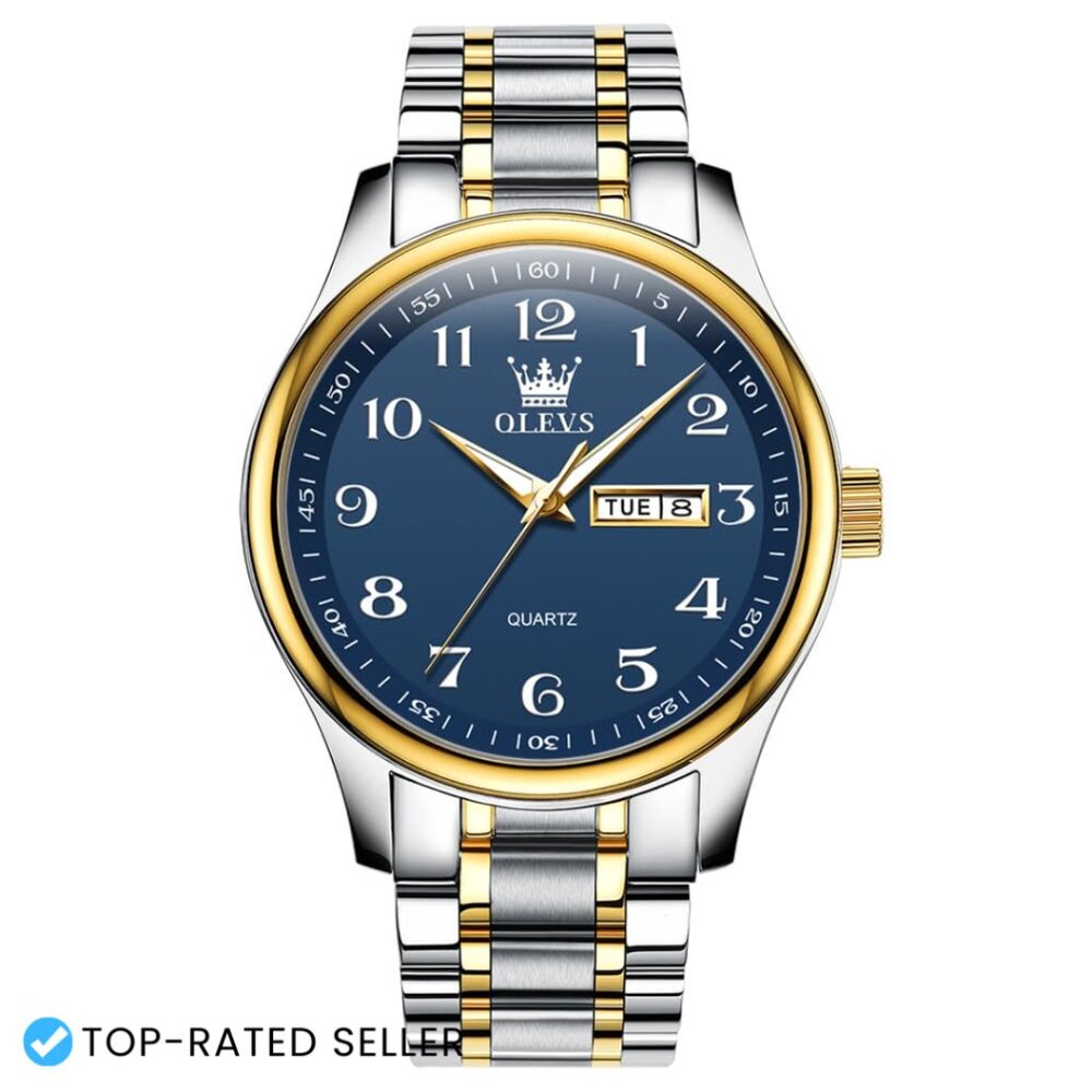 Stainless Steel Analog Quartz Watch Day Date Waterproof Dress Classic